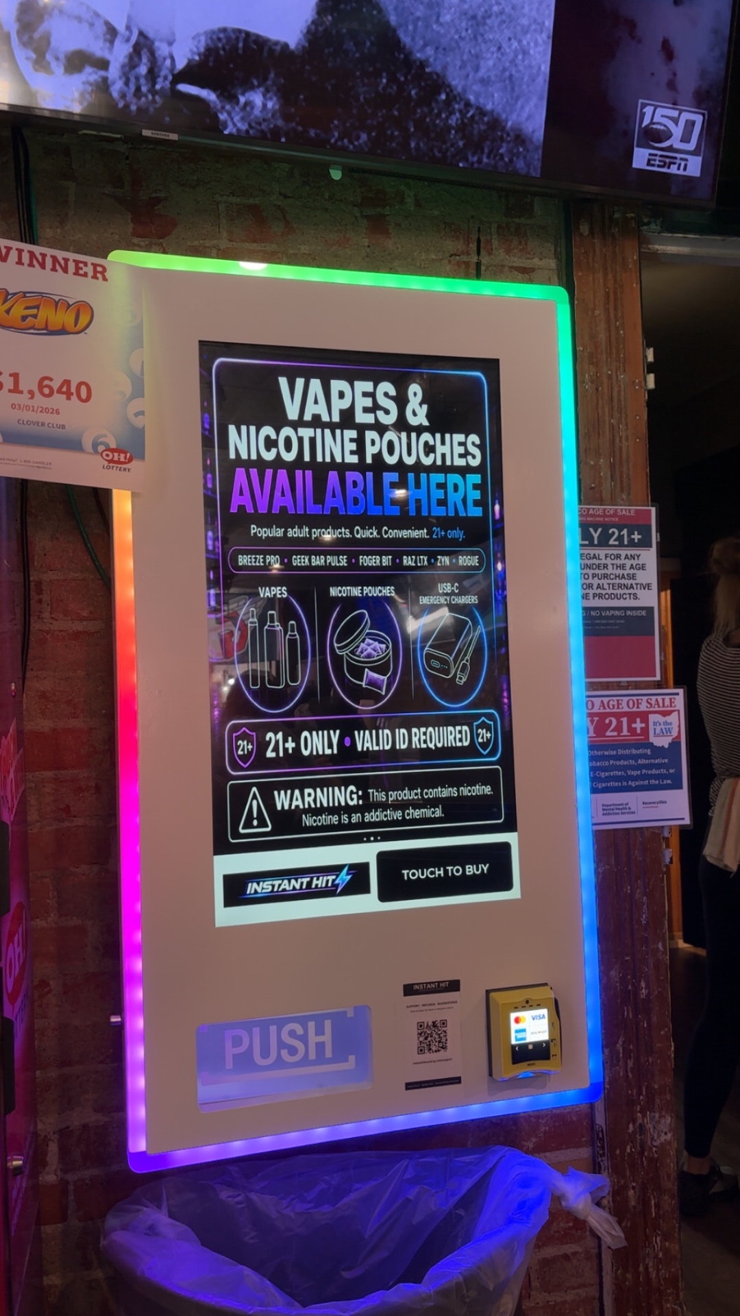 Instant Hit LLC machine inside Clover Club in Tiffin, Ohio